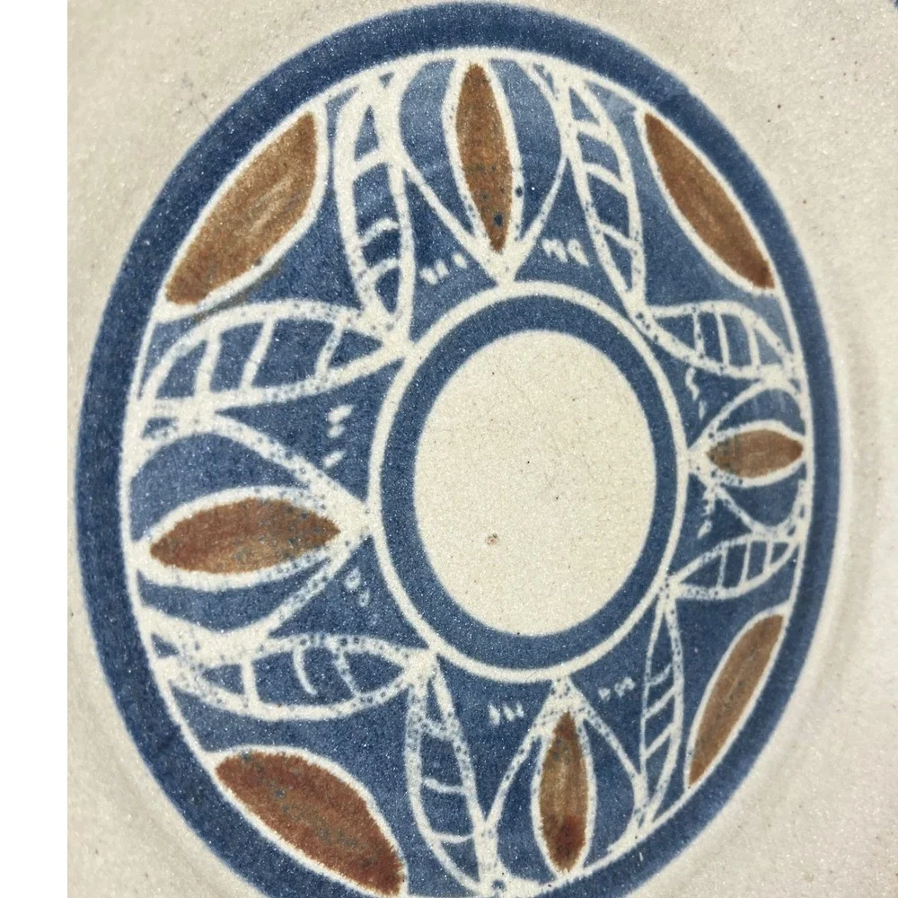 Kim Wellman Folk Studio Art Pottery Low bowl Pie plate 92 Mid Century‎ Design
